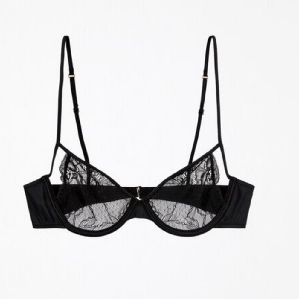 Zara Lace Satin Sheer Cutout Bra